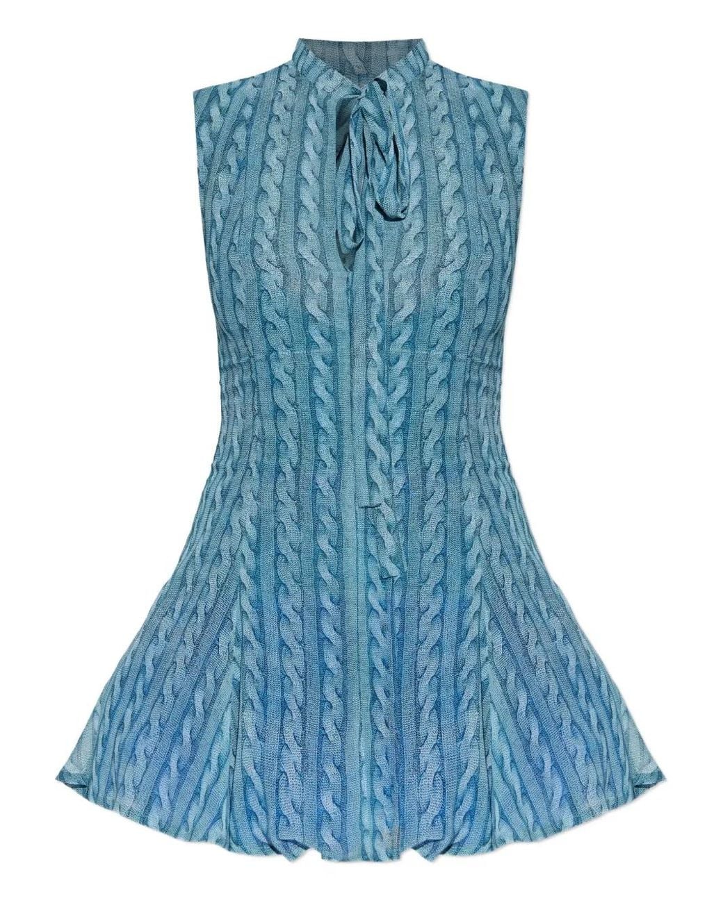 AVAVAV Blue Cable-Print Minidress