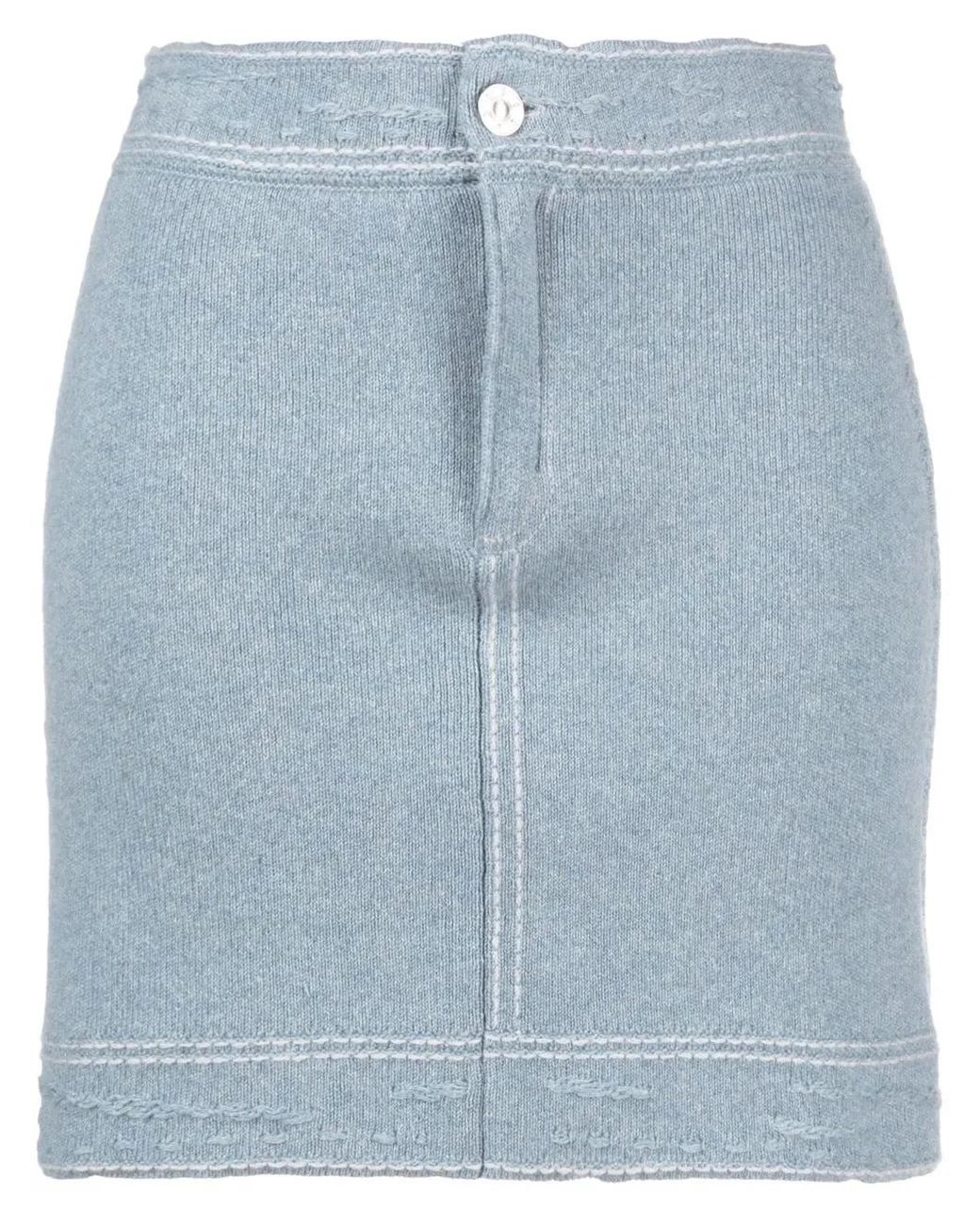 Barrie Blue Contrast-Stitch Mini Skirt