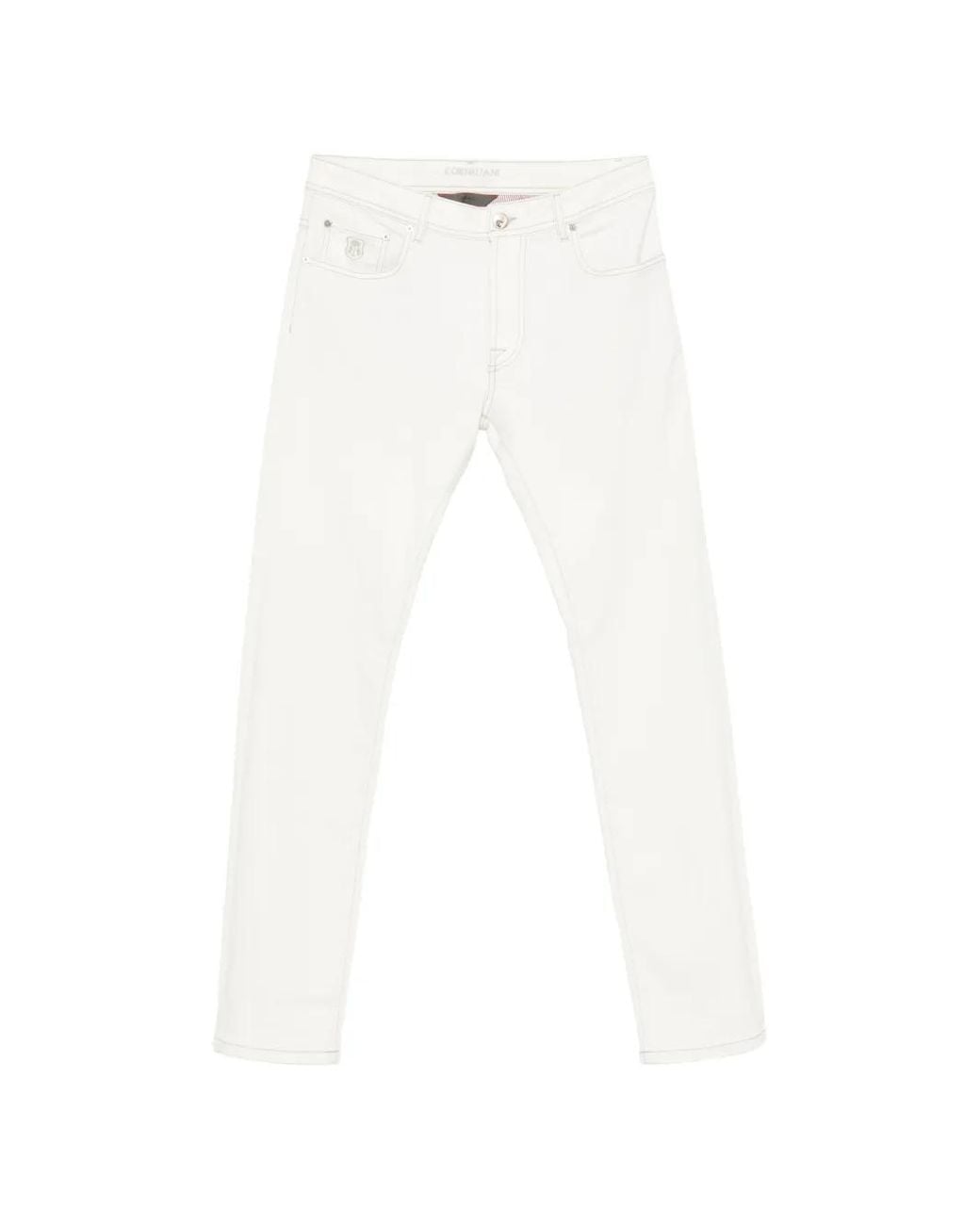 Corneliani White Logo-Patch Jeans for men