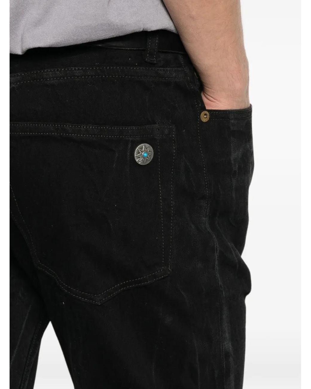 Antik Denim Black Logo-Plaque Jeans for men