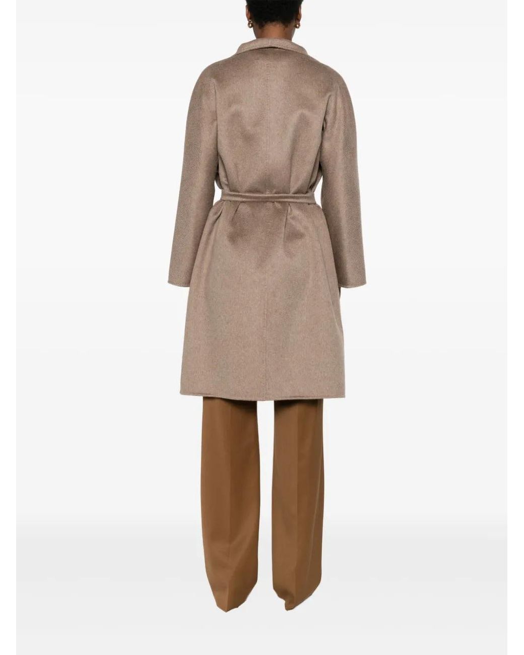 Max Mara Natural Hooded Belted Coat