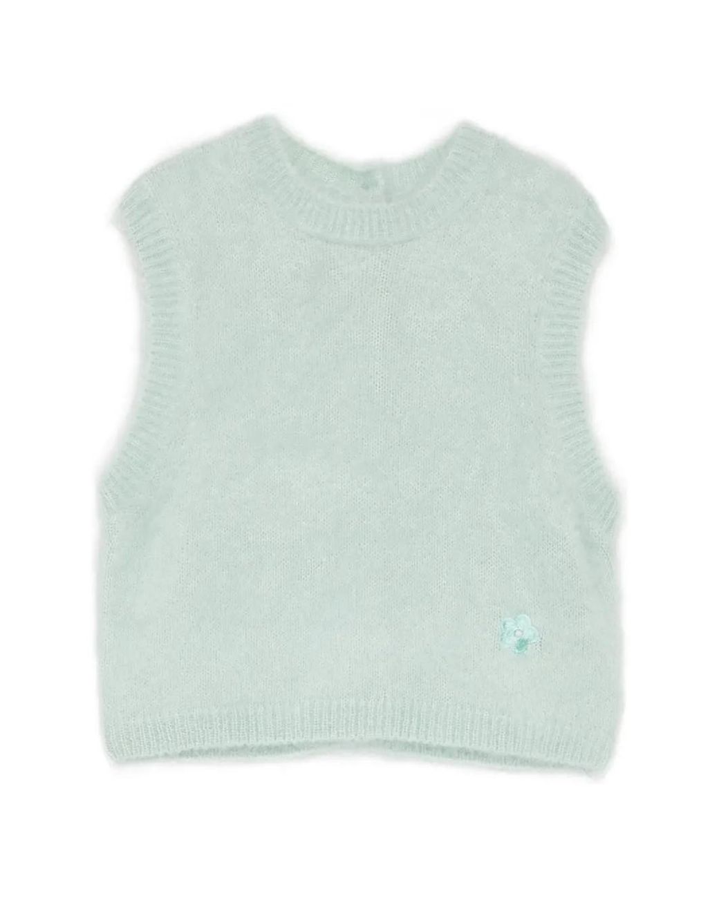 CECILIE BAHNSEN Green Fuzzy-Knit Sleeveless Top