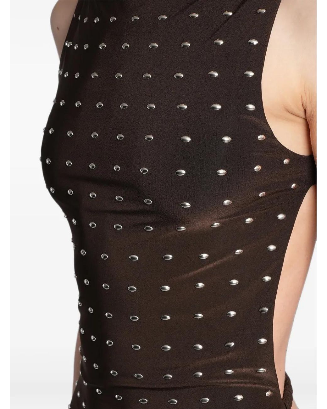Siedres Black Stud-Embellished Open-Back Dress