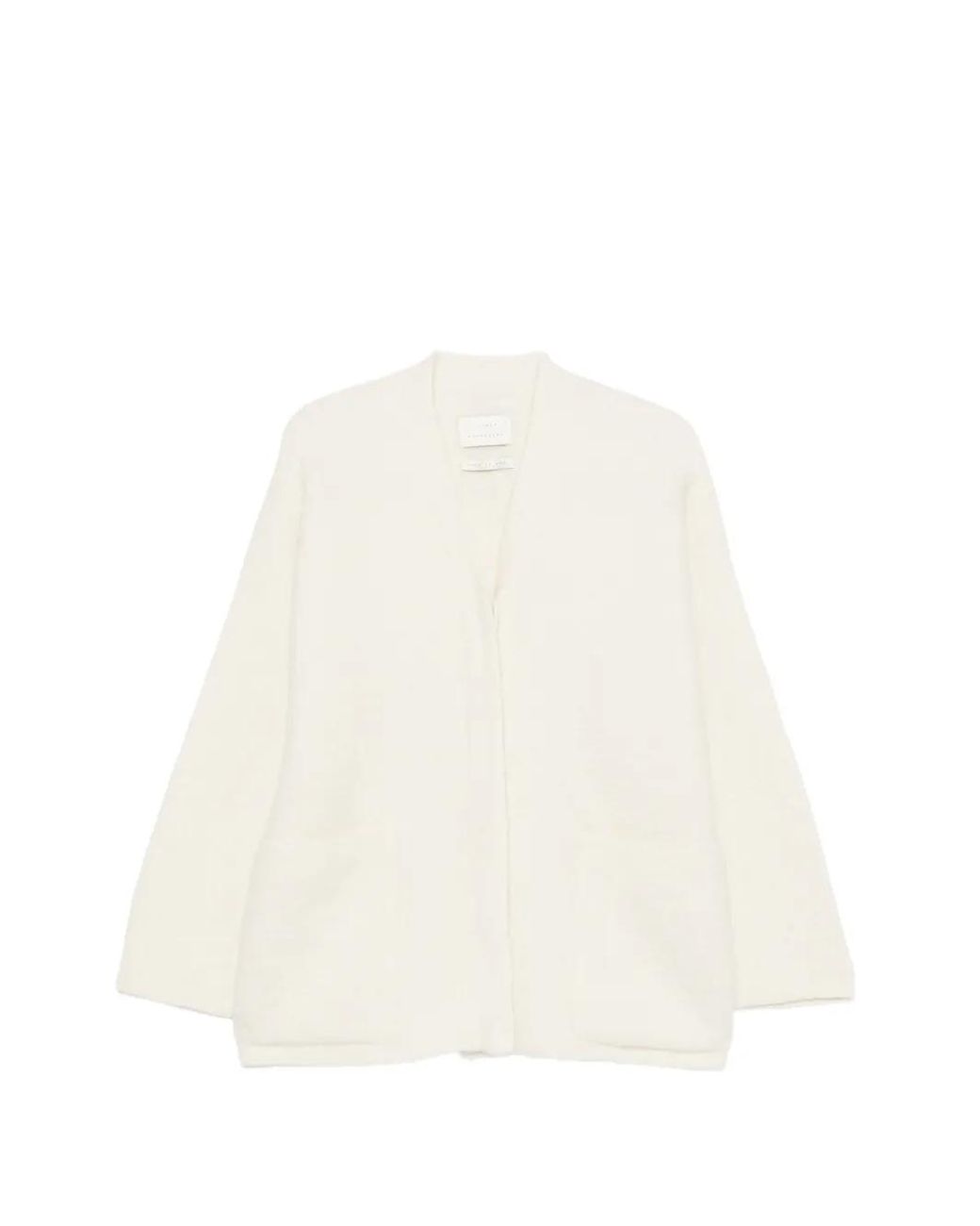 Lauren Manoogian White V-Neck Patch-Pocket Cardigan