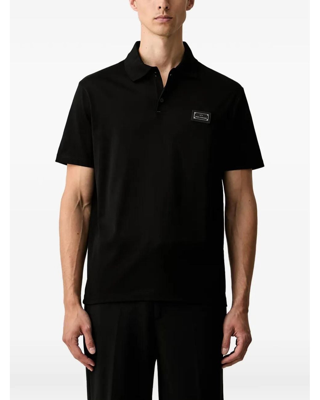 Paul & Shark Black Polo À Plaque Logo for men