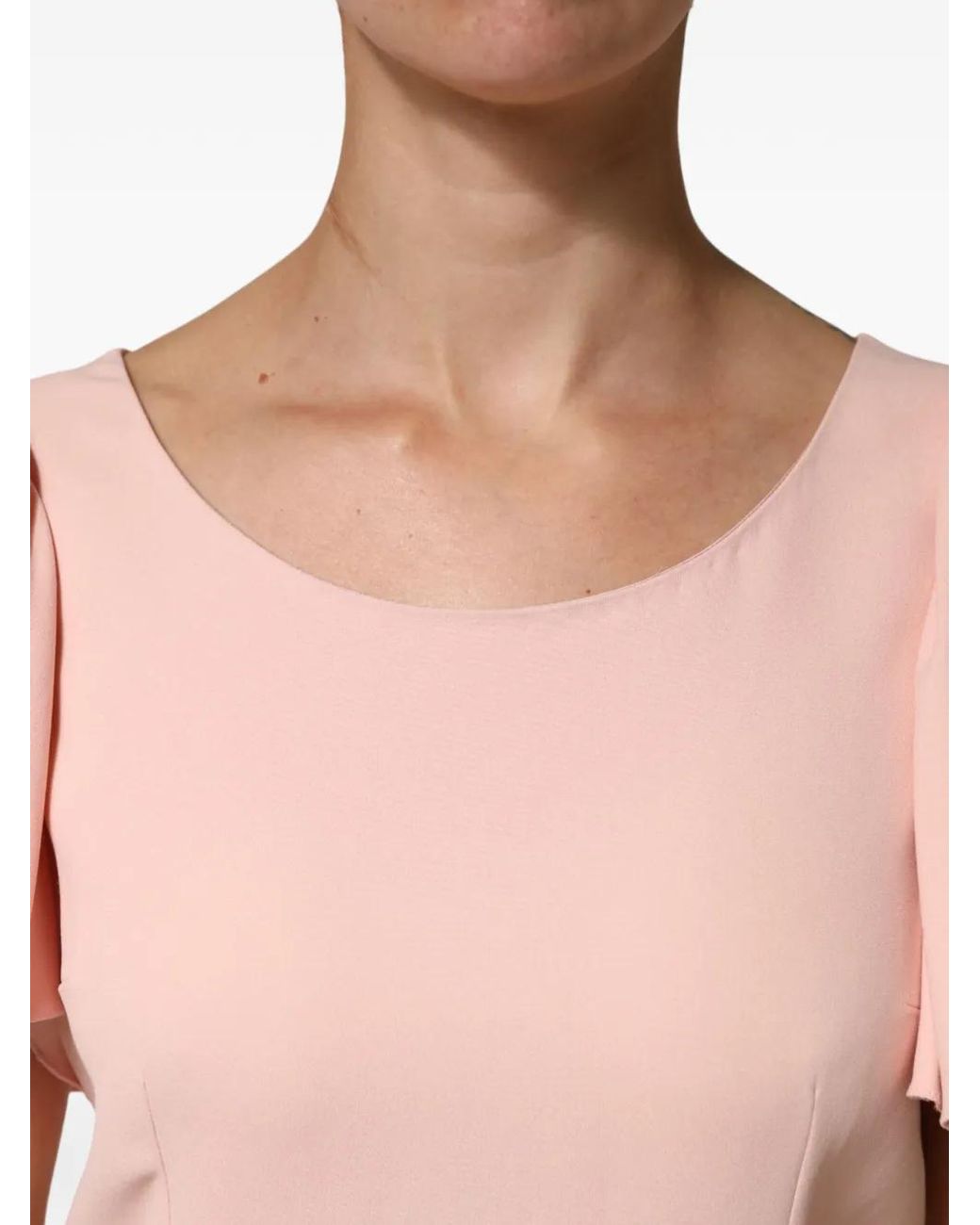 Dolce & Gabbana Pink Flutter-Sleeve Round-Neck Blouse