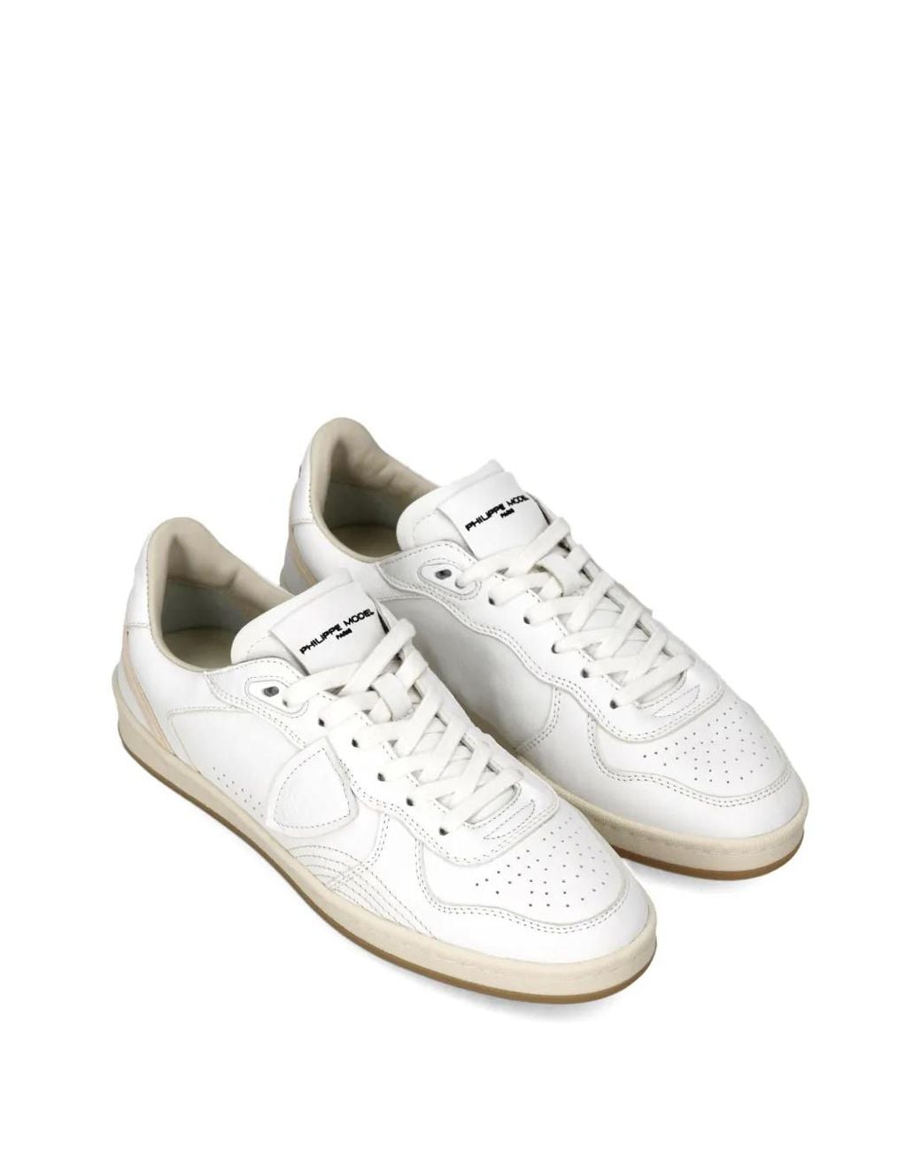 Philippe Model White Pgal Perforated Leather Sneakers