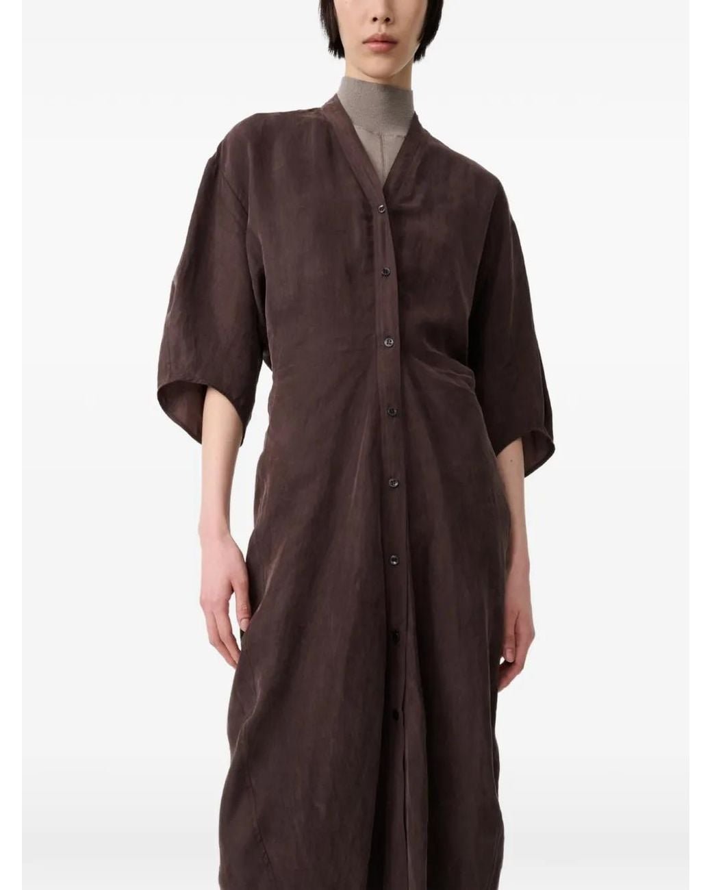 Studio Nicholson Brown Midi Yosha Banana-Curve Dress
