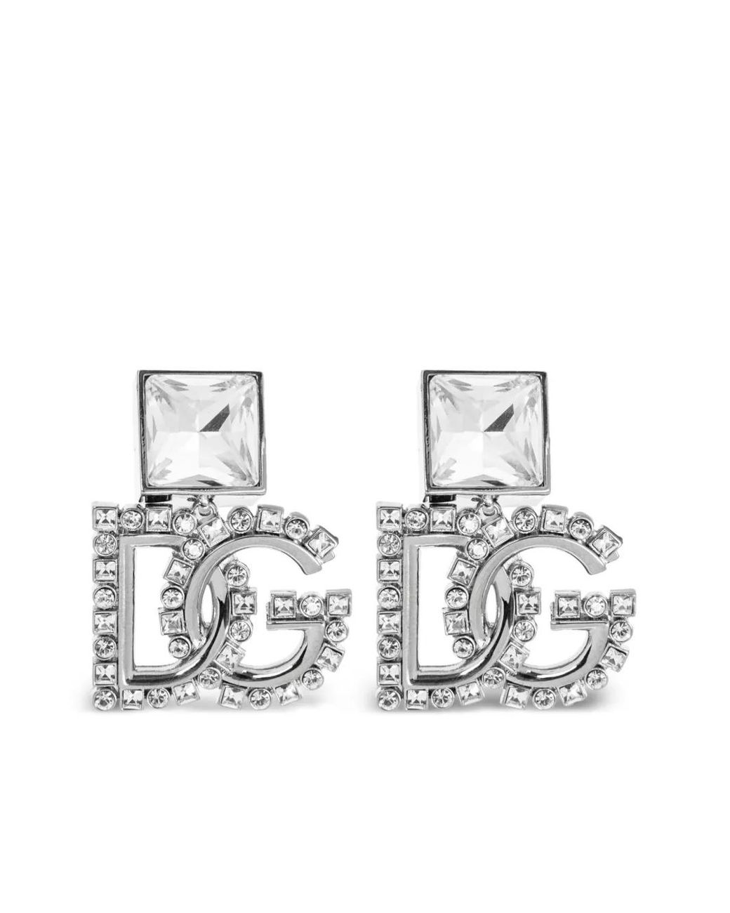 Dolce & Gabbana White Logo-Plaque Earrings