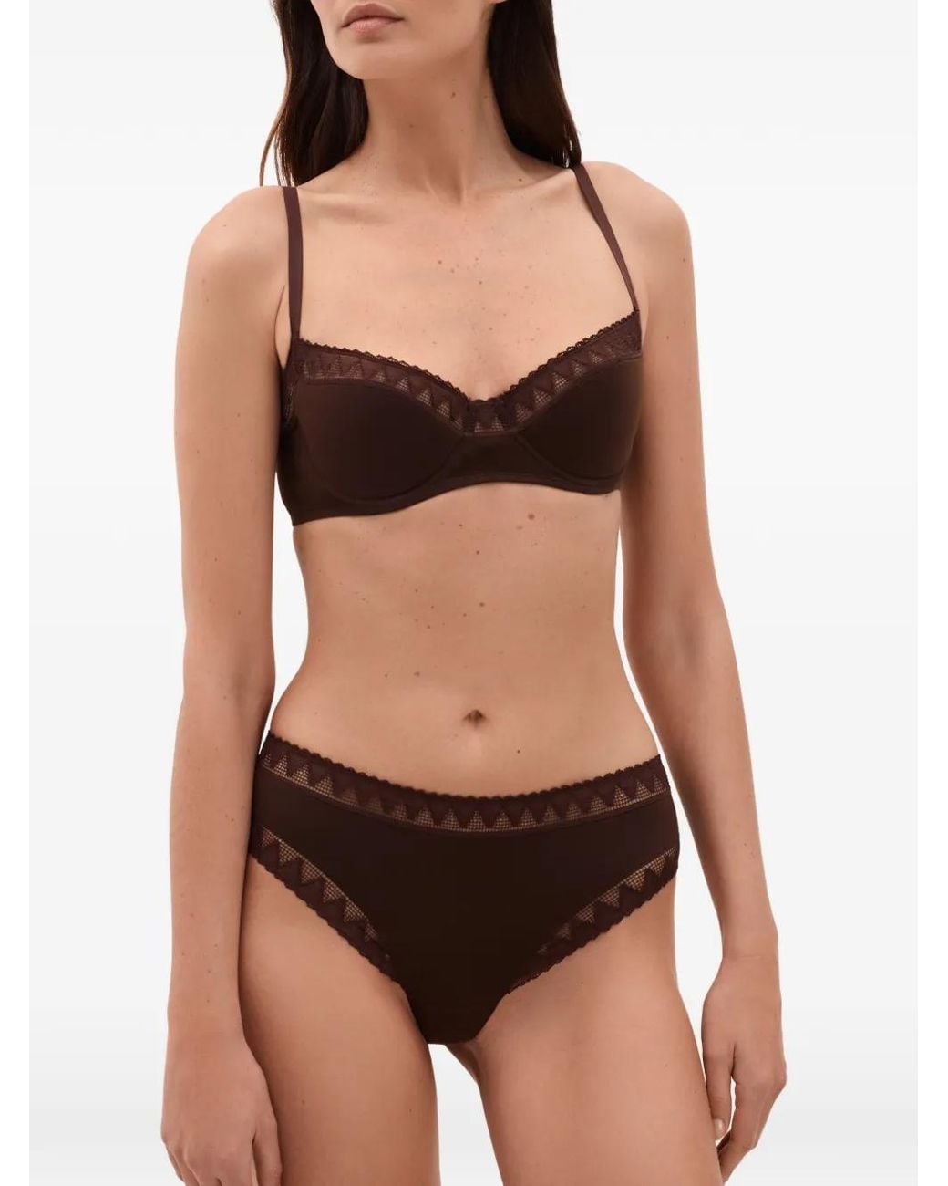 Eres Brown Chérir Lace-Trim Padded Bra