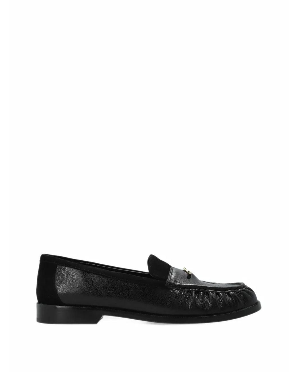 Kate Spade Black Penni Logo-Plaque Gathered Loafers