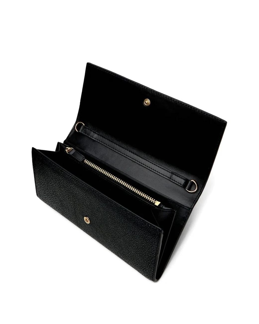 Roberto Cavalli Black Snake-Detail Chain-Strap Wallet
