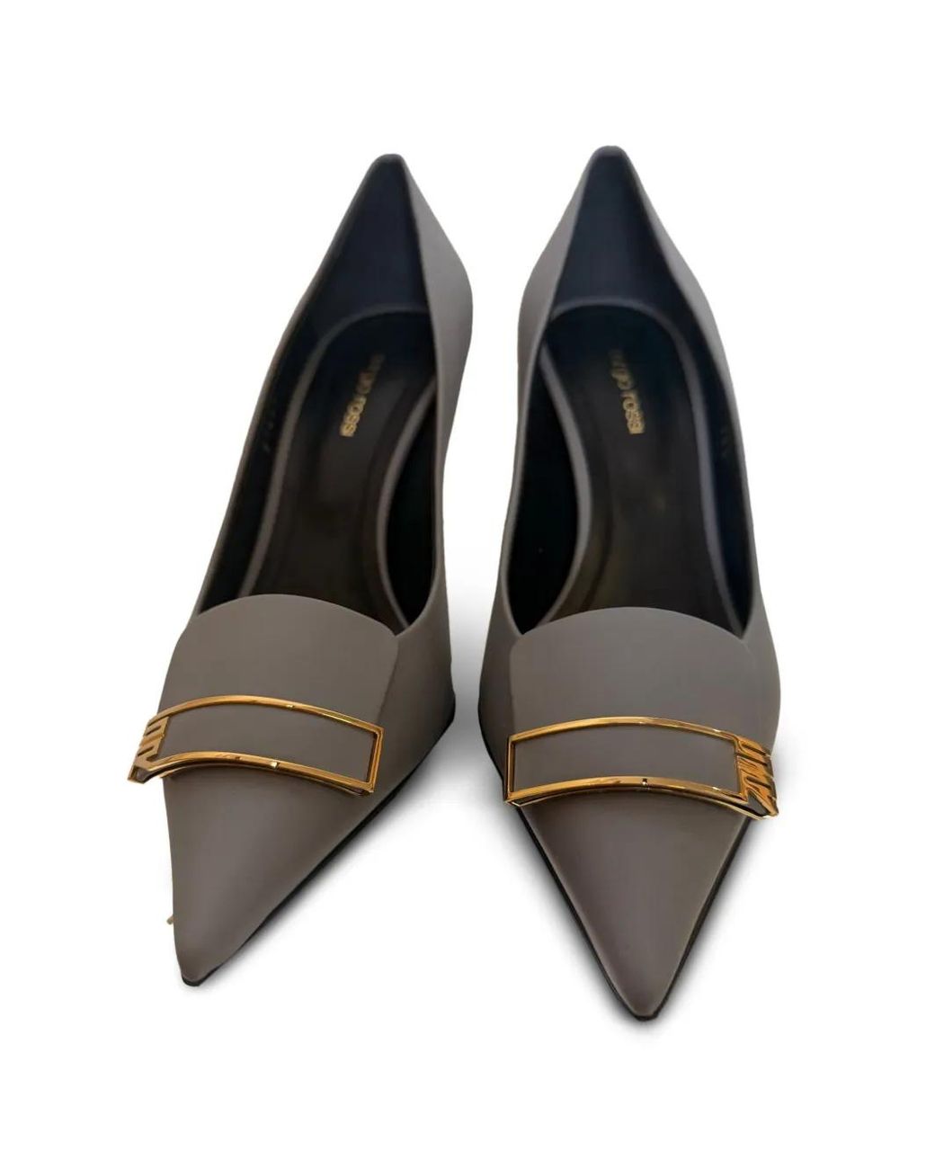 Sergio Rossi Black Escarpins Pointus À Plaque Logo