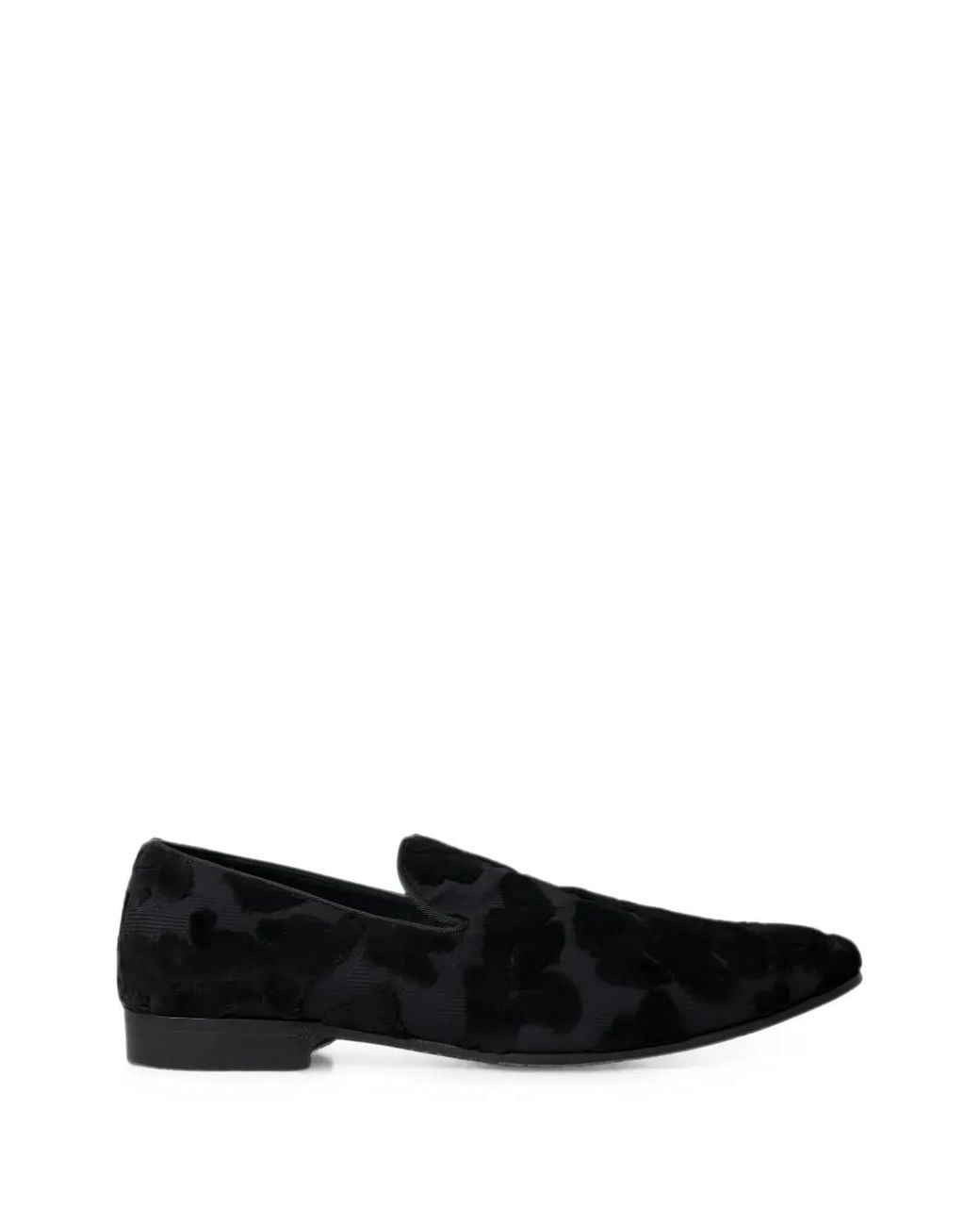 Dolce & Gabbana Black Floral-Brocade Loafers for men