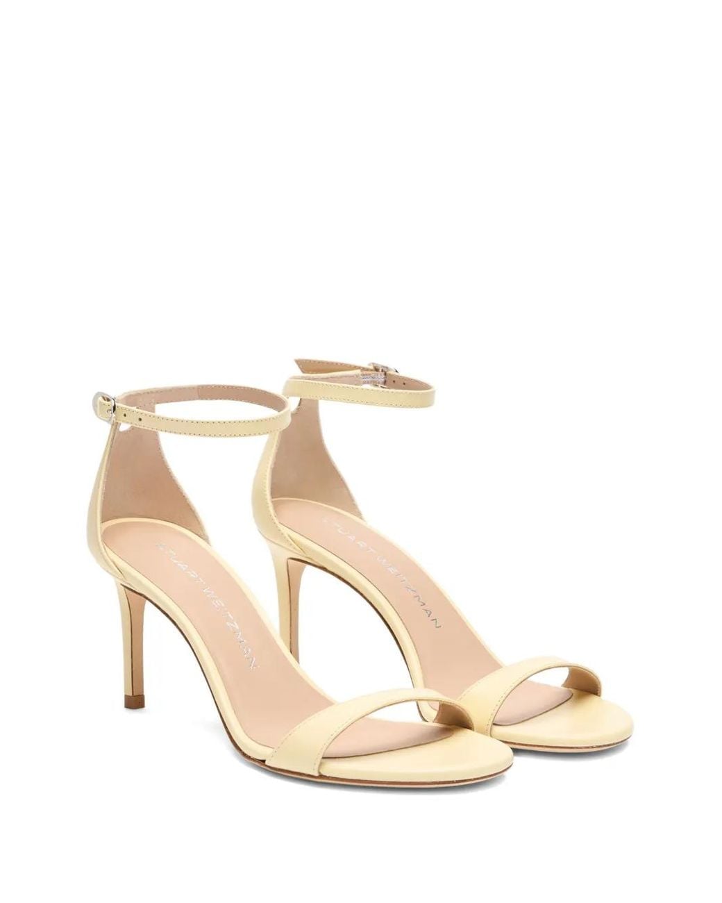 Stuart Weitzman Natural Round-Toe Leather Heeled Pumps