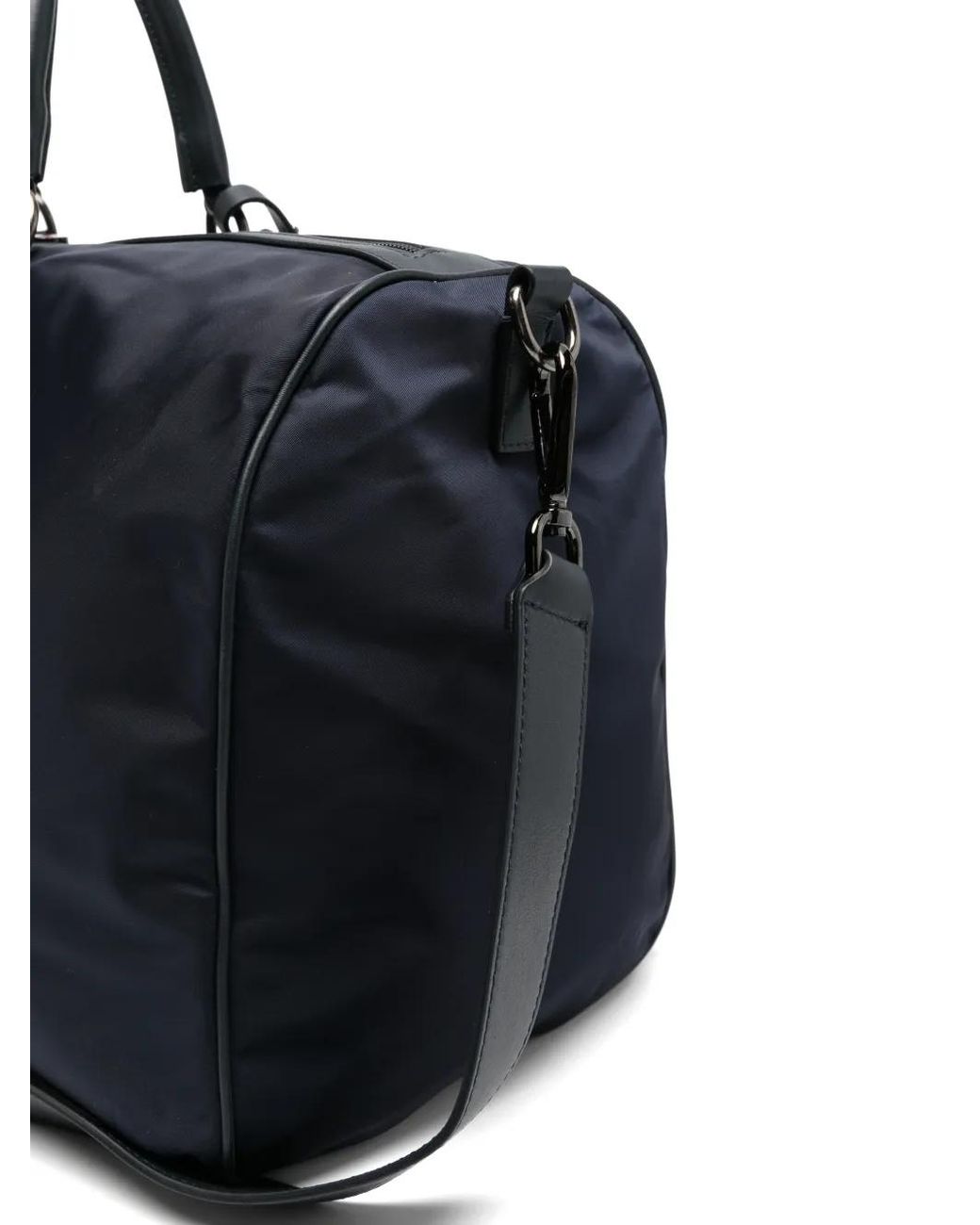 Kiton Blue Leather-Trim Luggage-Tag Holdall for men
