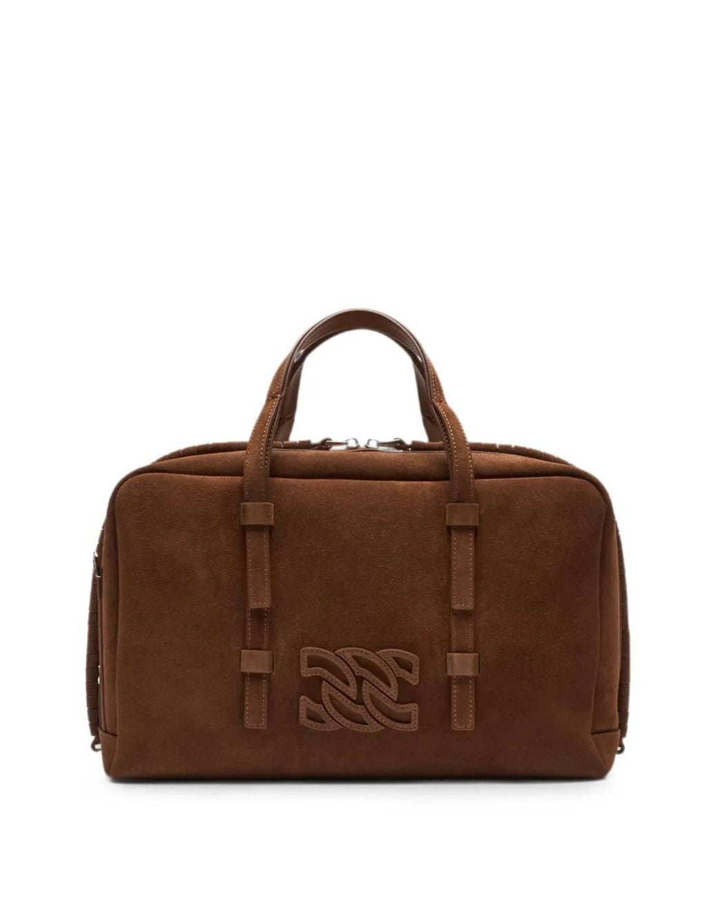 Casadei Brown Bigli Velour Tote Bag