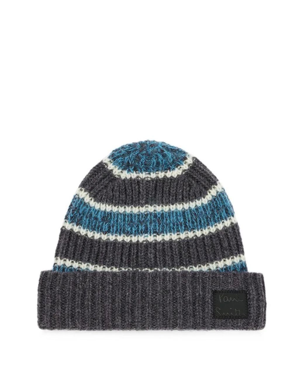 Paul Smith Blue Striped Mohair-Blend Beanie Hat