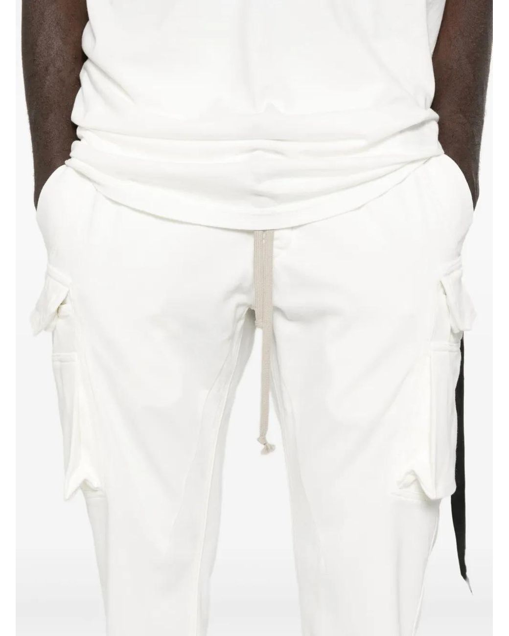 Rick Owens White Pantalon Cargo À Coupe Mastodon for men