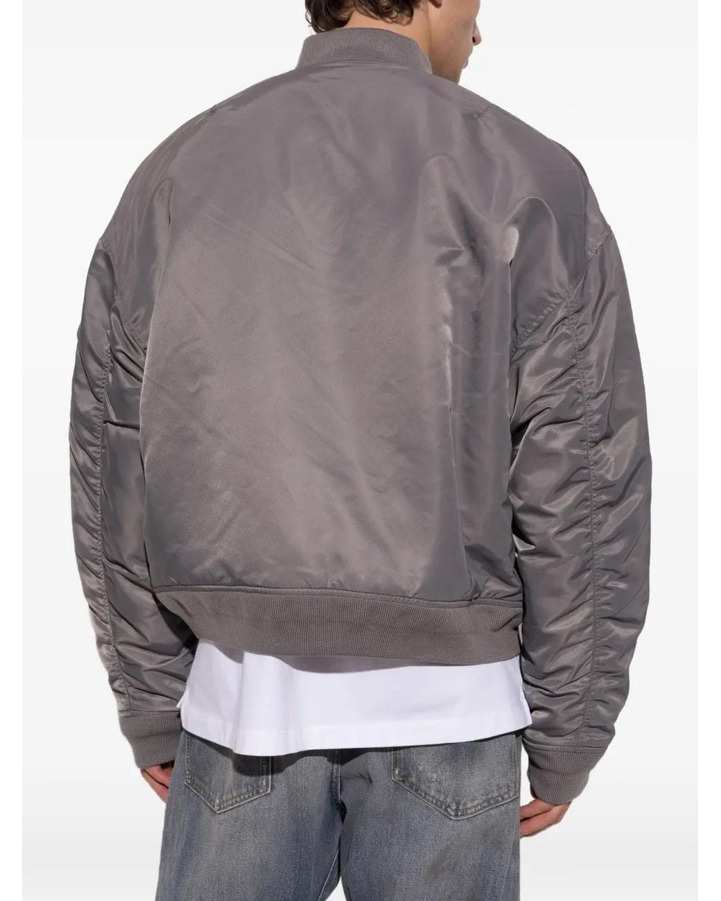 DSquared² Gray Logo-Patch Bomber Jacket for men