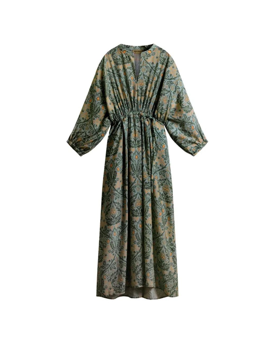 Woolrich Green Elasticated Floral Midi Dress