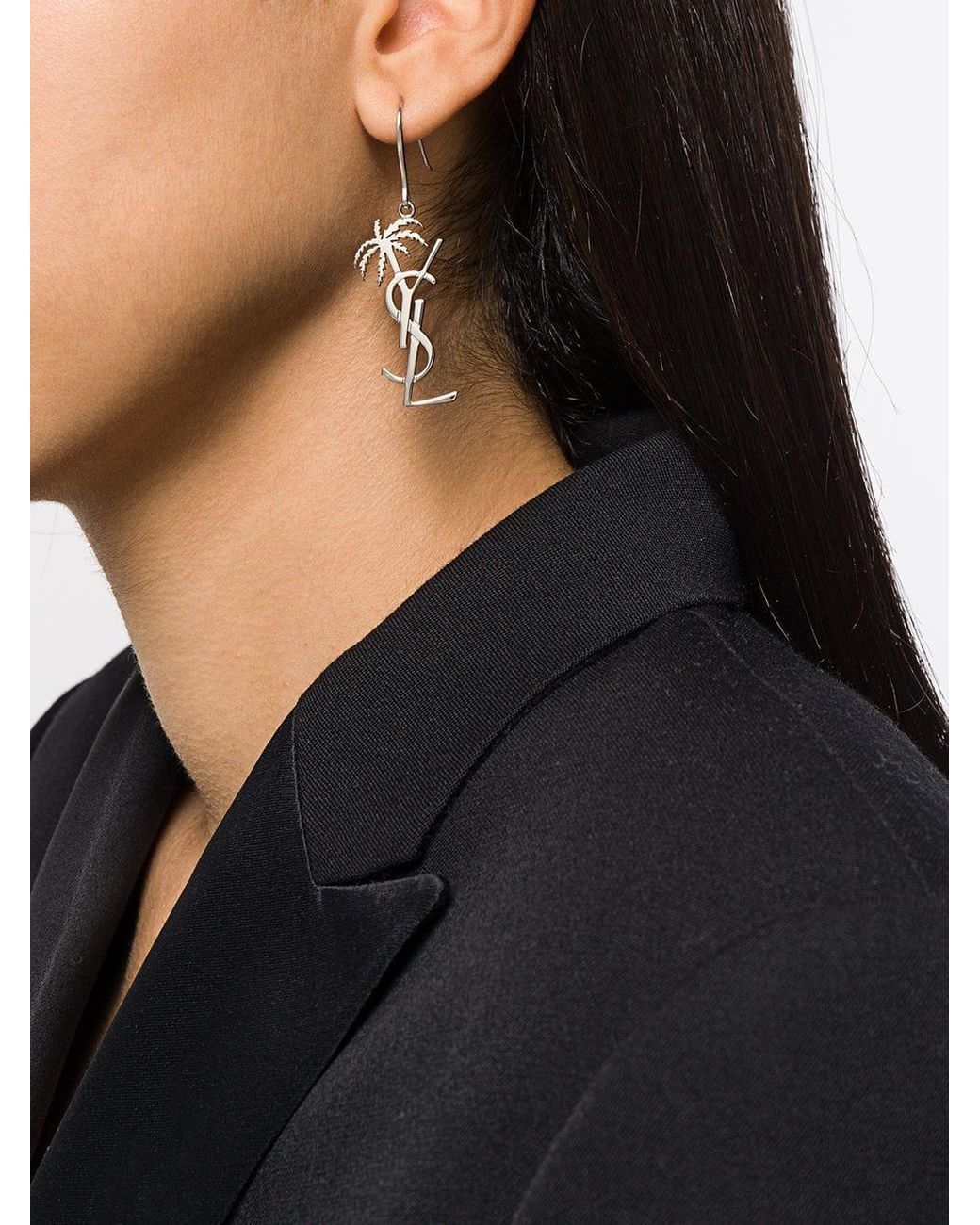 Saint Laurent Ysl Monogram Palm Earrings In Metal in Metallic | Lyst  Australia