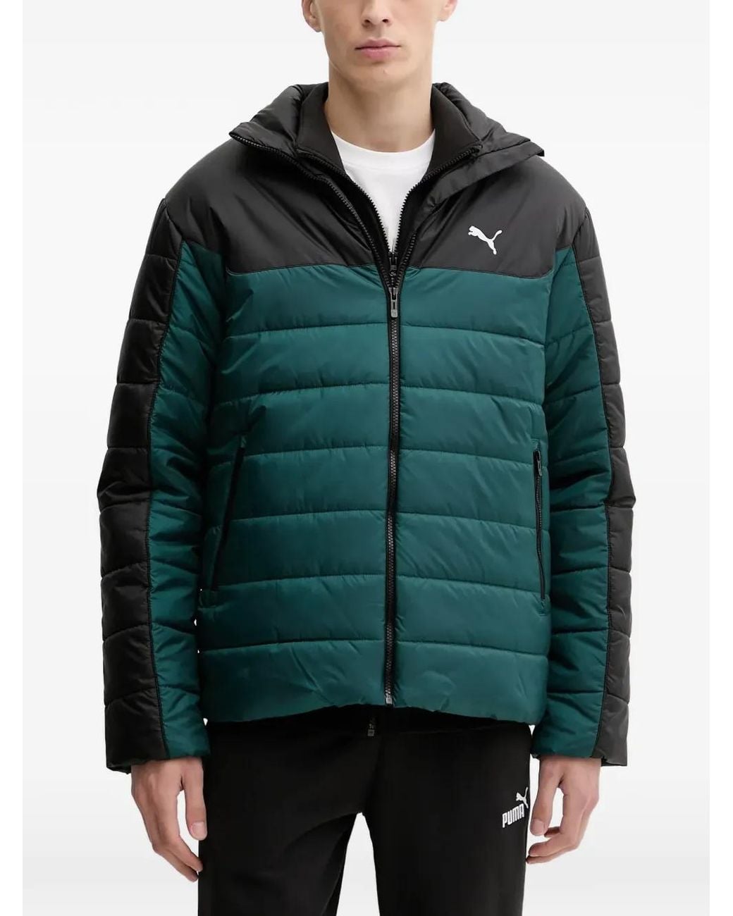 PUMA Green Quilted Panelled Jacket for men