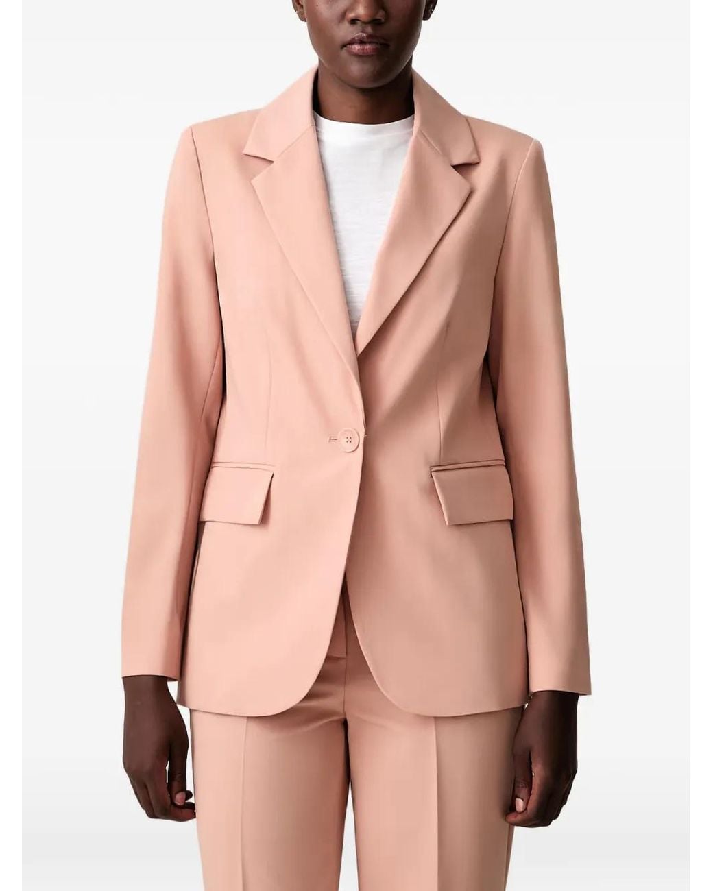 Sisley Pink Single-Breasted Notched-Lapels Blazer