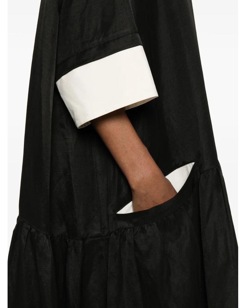 SOH Black Contrast-Cuff Gathered Maxi Dress