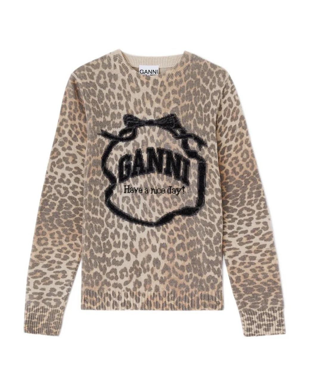 Ganni White Graphic Wool Jumper