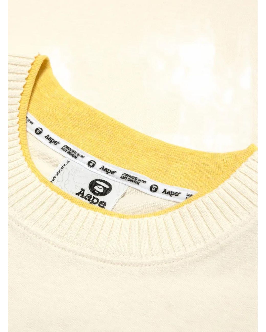 Aape By A Bathing Ape White Logo-Print Cotton T-Shirt for men