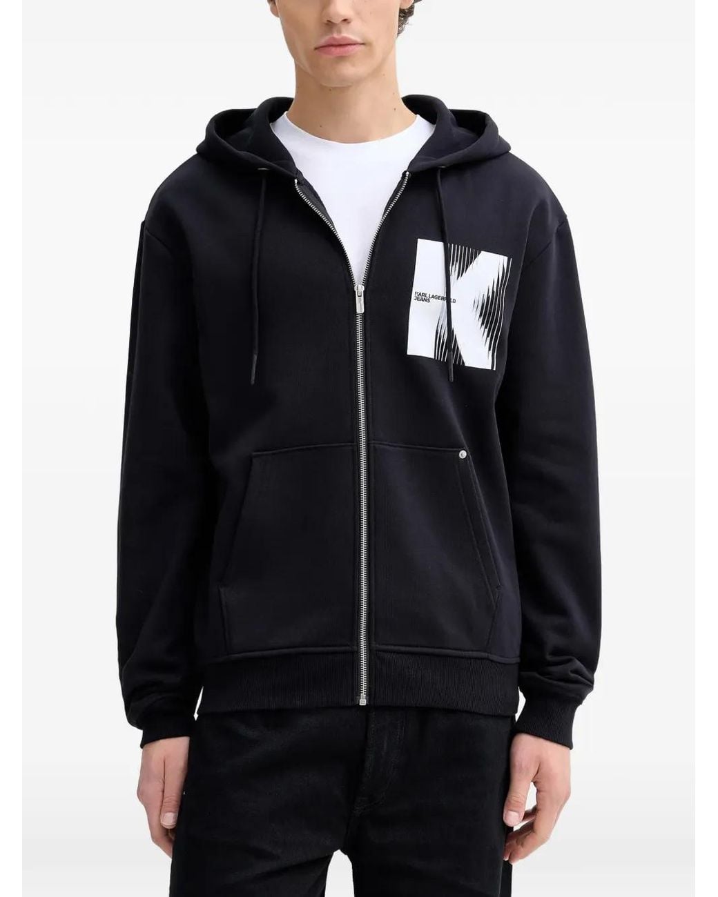Karl Lagerfeld Black K-Detail Hoodie for men