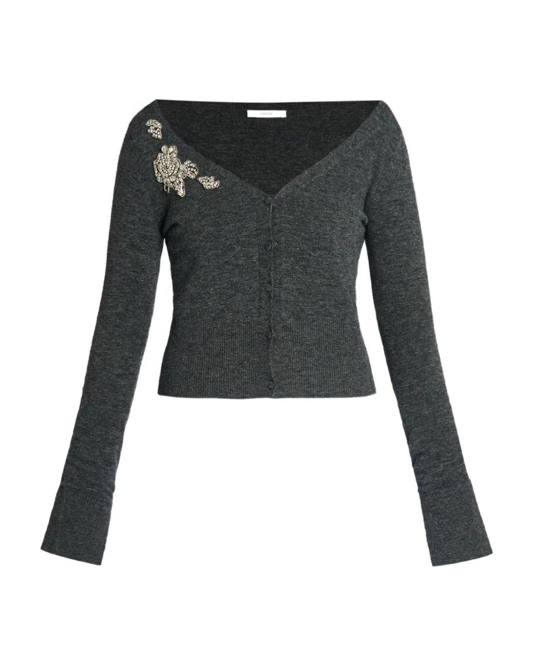 Erdem Black Cropped V-Neck Cardigan