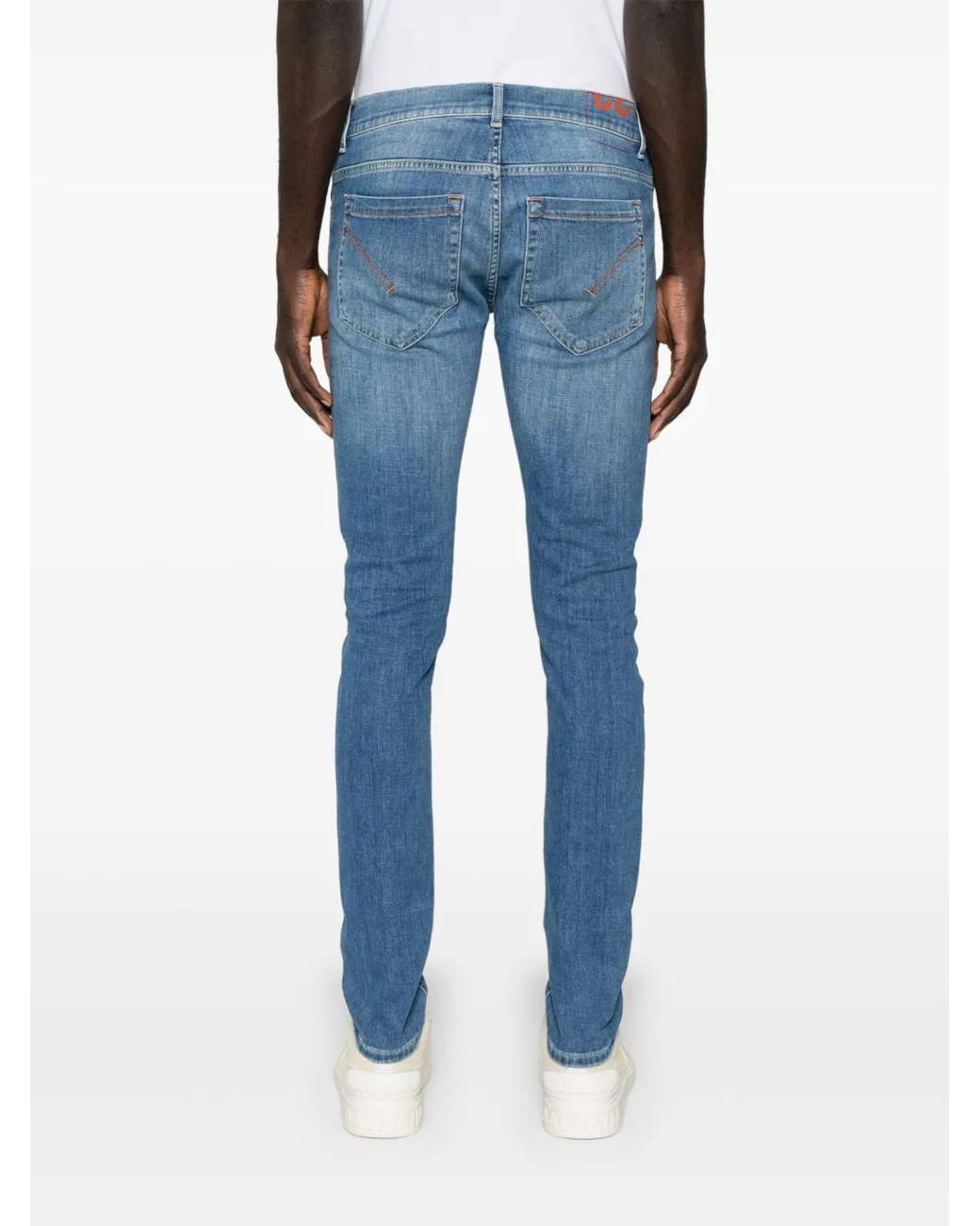 Dondup Blue Logo-Print Tapered Jeans for men