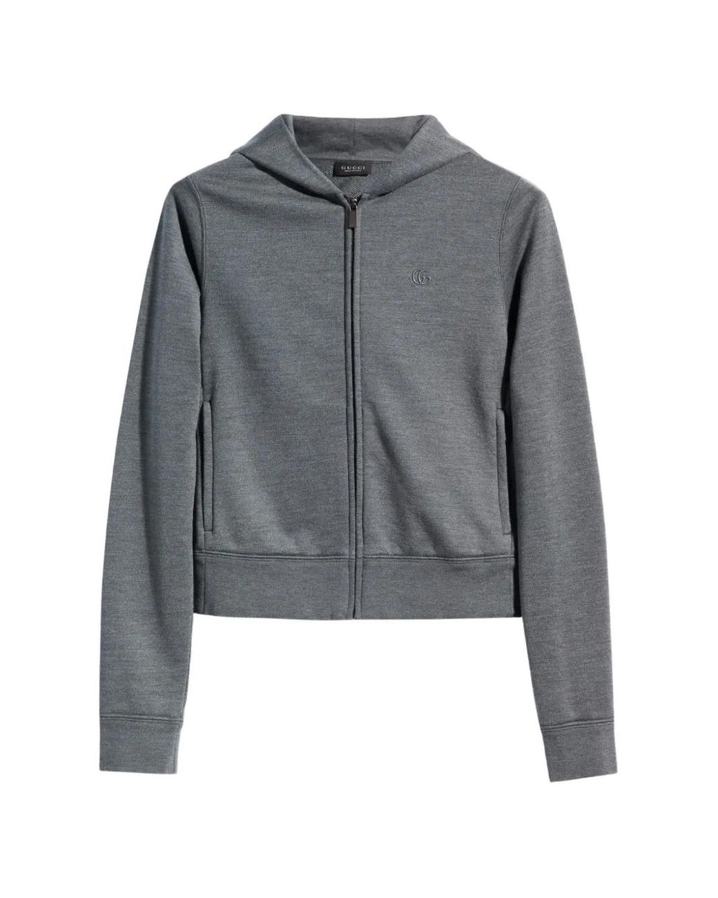 Gucci Gray Cotton-Silk Jersey Sweatshirt With Zip
