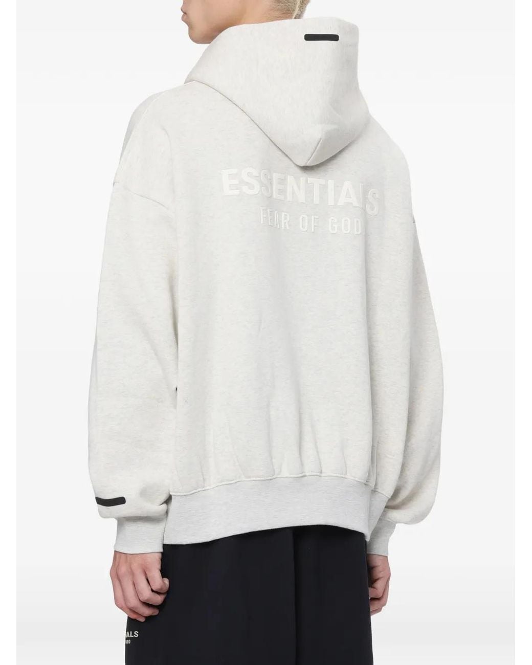 Essentials White Logo-Print Hoodie for men