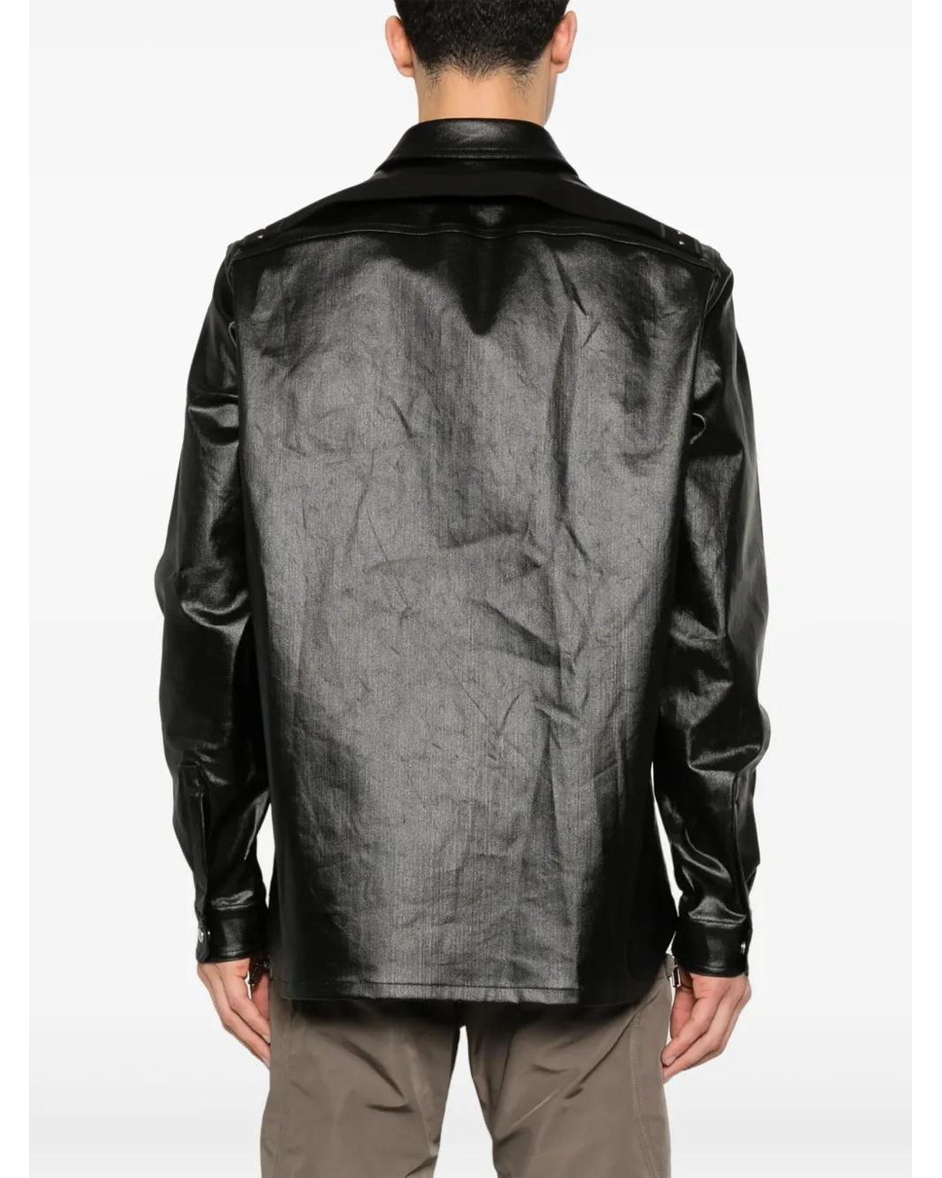 Rick Owens Black Coated Overshirt for men