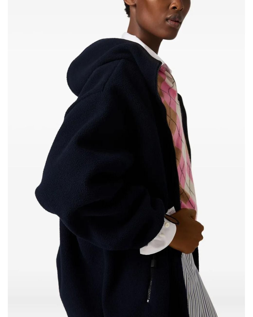 Miu Miu Black Hooded Fleece Zip-Up Jacket