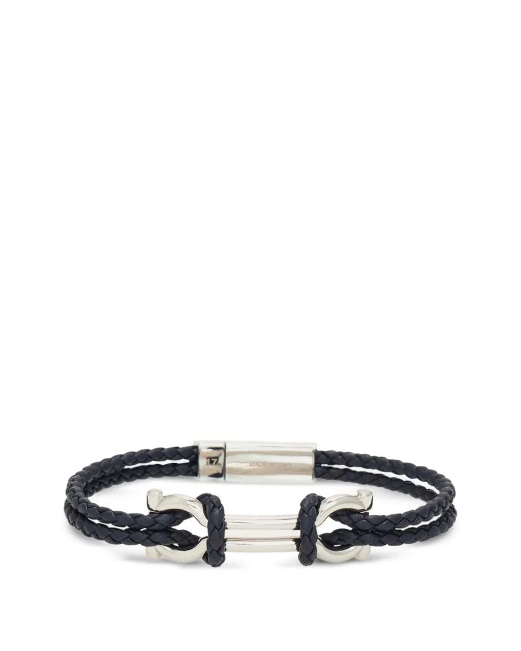 Ferragamo White Double Gancini Bracelet (18 Cm) for men