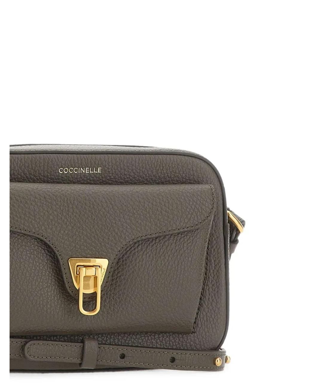 Coccinelle Gray Small Beat Logo-Print Shoulder Bag