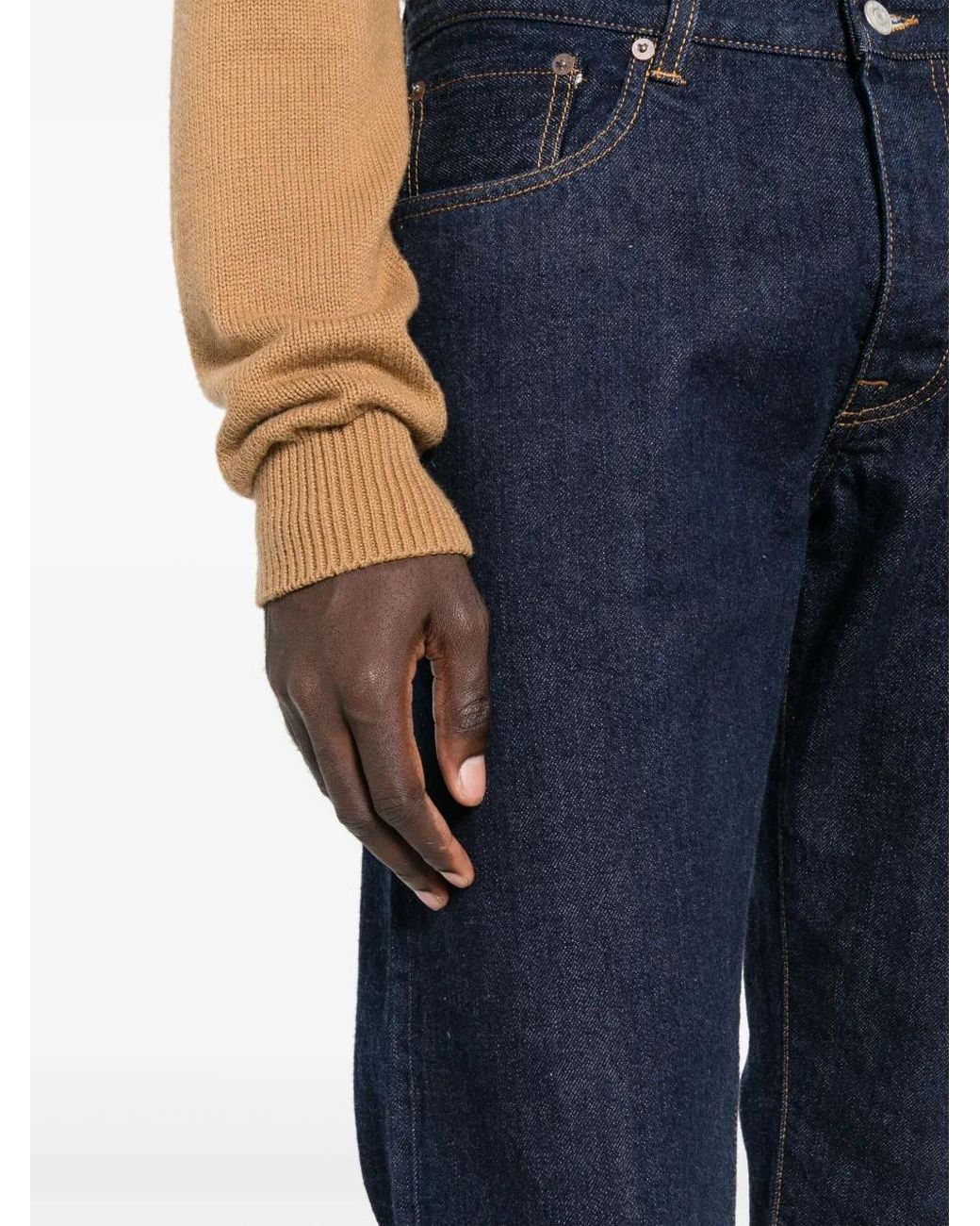 Fortela Blue Mid-Rise Straight-Leg Jeans for men