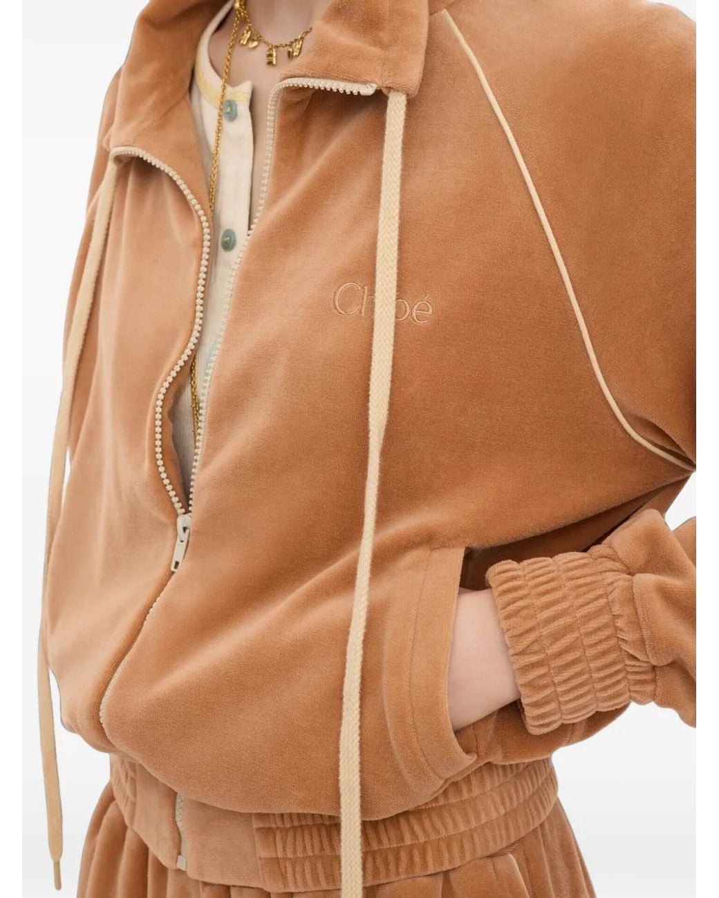 Chloé Brown Track Jacket With Logo And High Neck