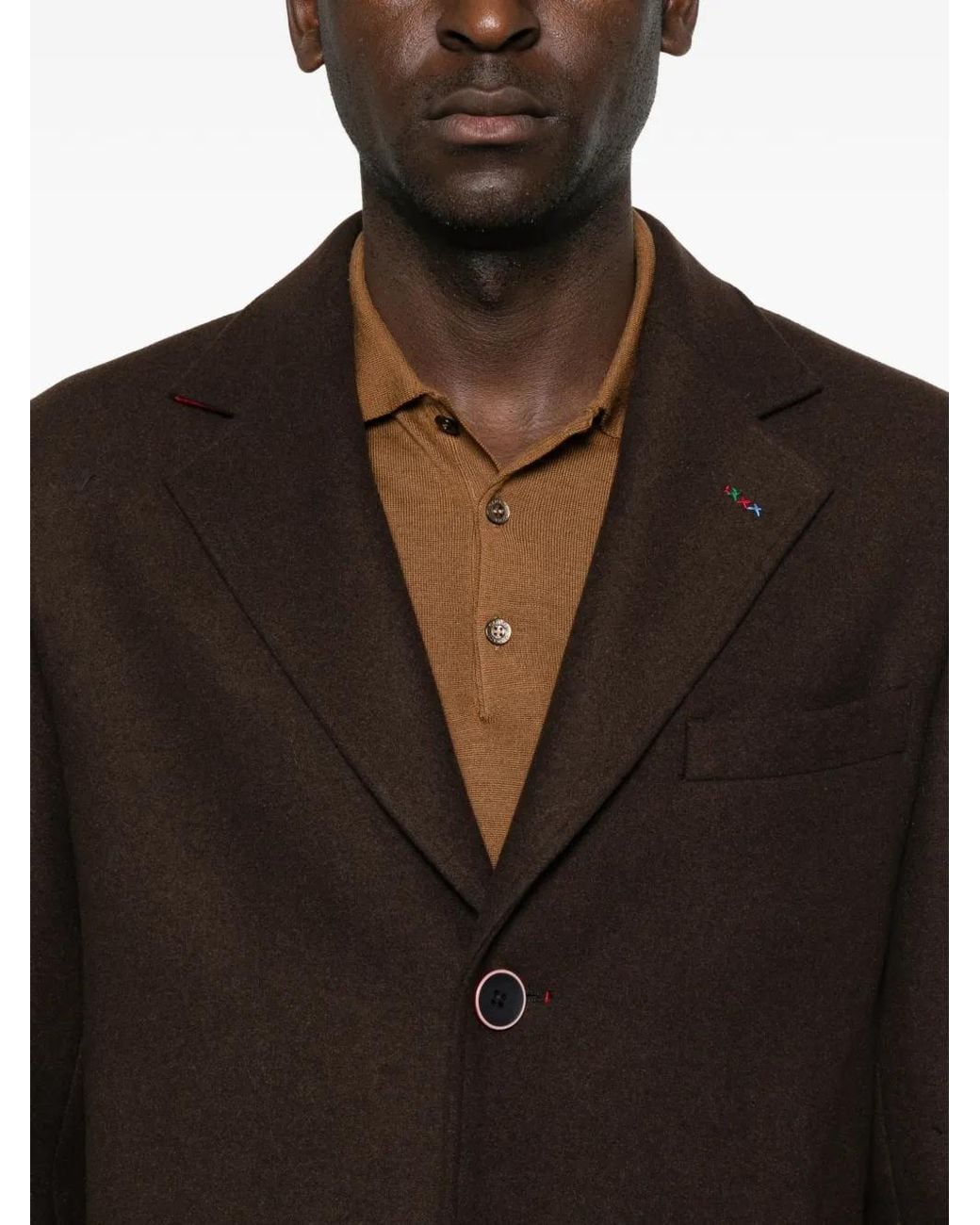 Manuel Ritz Brown Slim-Fit Notched-Lapel Coat for men