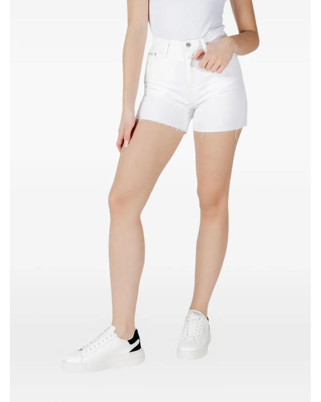 Calvin Klein White Cotton Mini Shorts