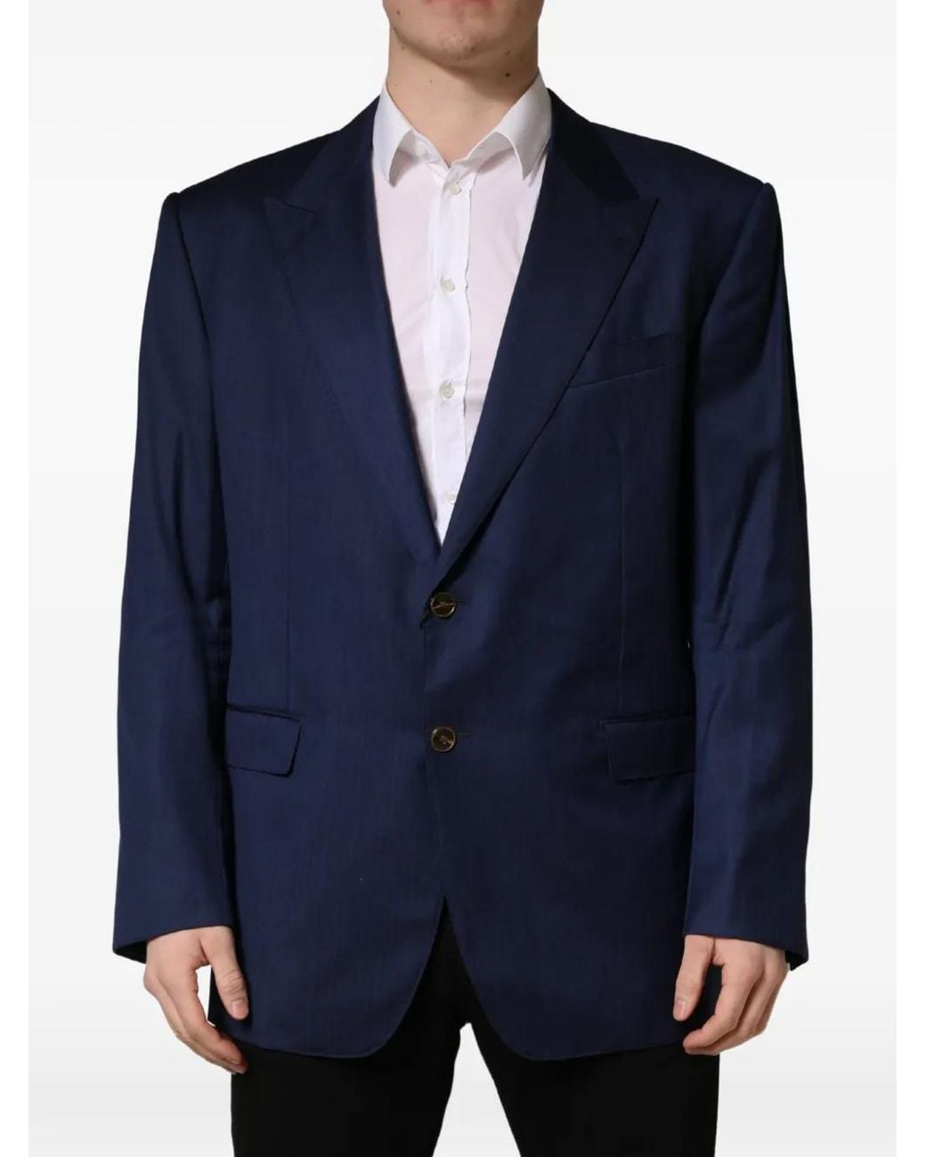 Dolce & Gabbana Blue Single-Breasted Blazer for men