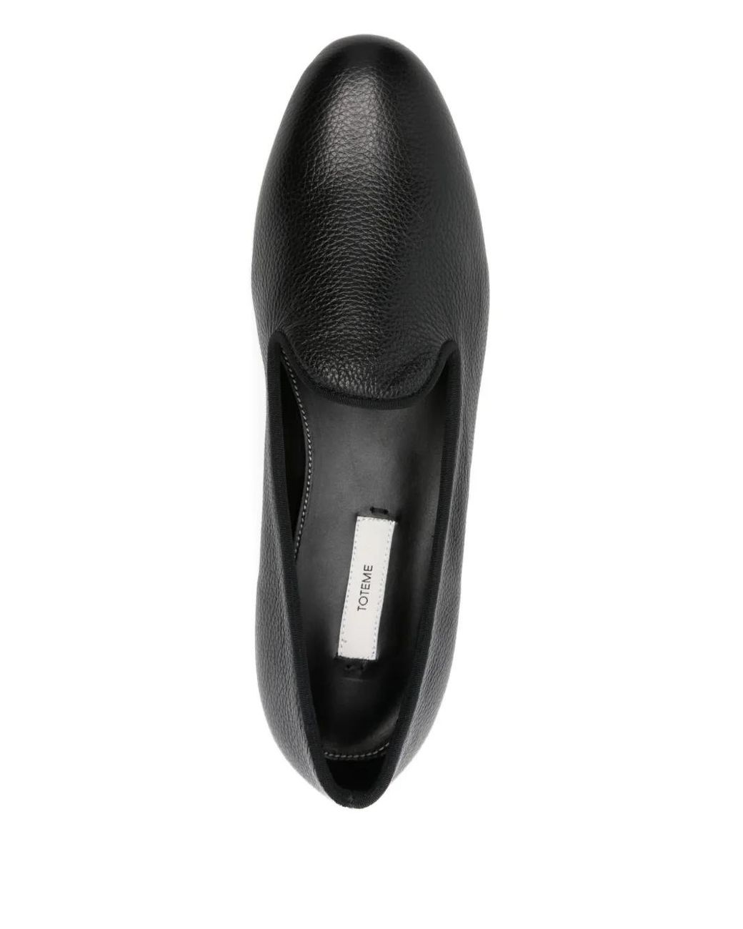 Totême Black Grained-Leather Loafers