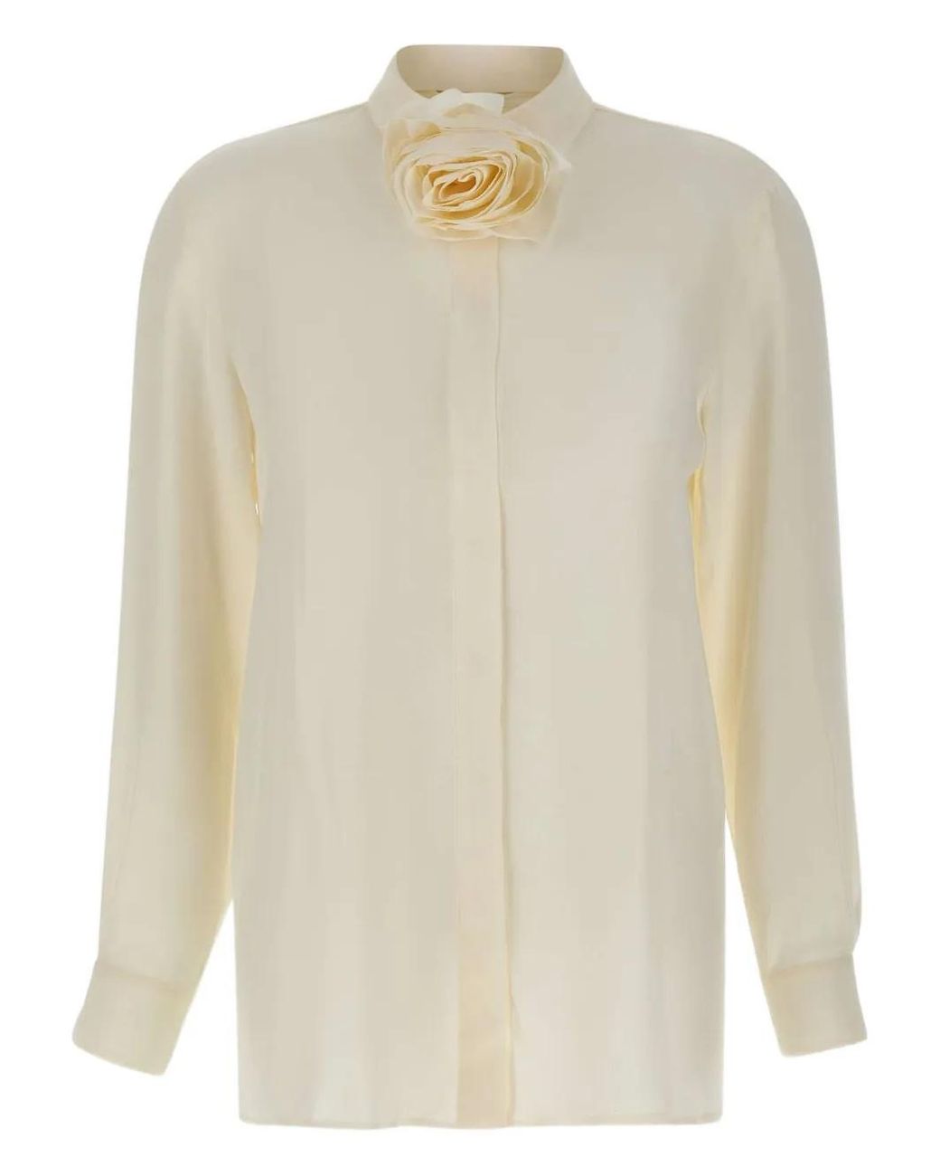 Marella White Rose-Embellished Shirt