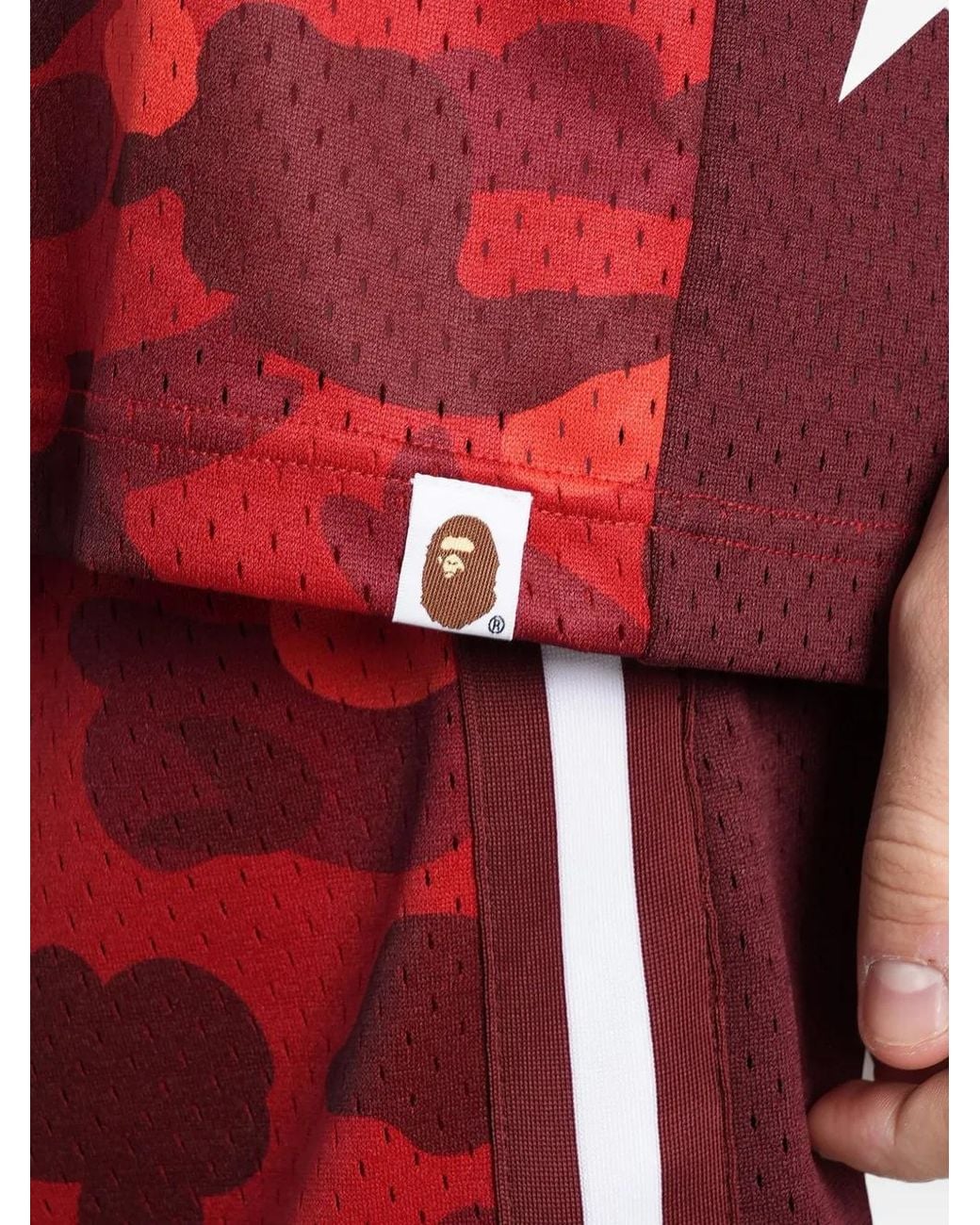 A Bathing Ape Red Camouflage-Print Mesh Tank Top for men