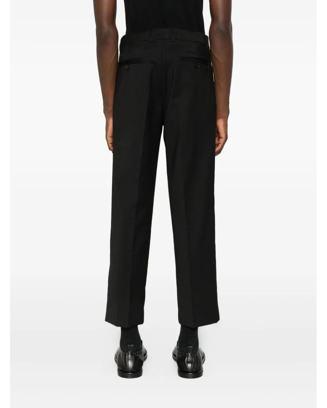 Amaranto Black Pleated-Front Trousers for men