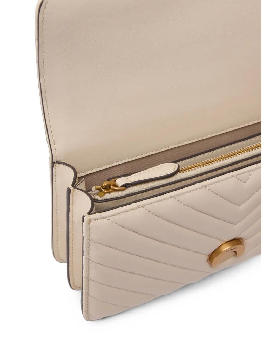 Pinko Natural Love Chevron-Quilted Leather Shoulder Bag